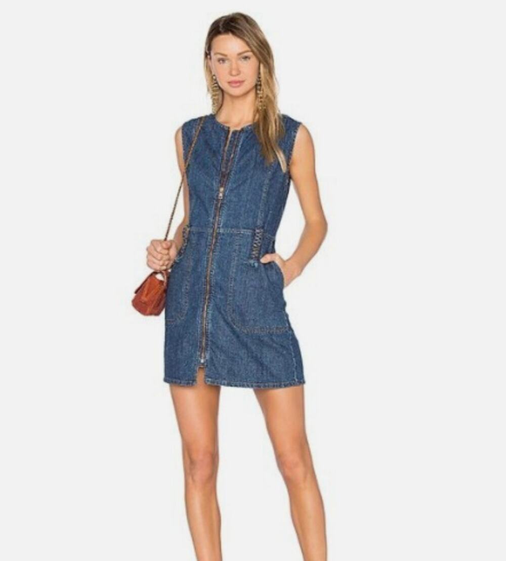 SEE BY CHLOE ZIP FRONT DENIM JEAN DRESS SZ 36 / Small